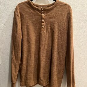 Casual Brown Long Sleeve Henley
